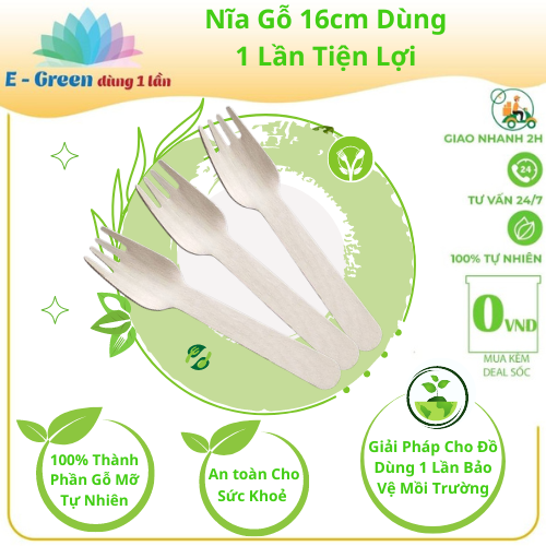 10 Cái Nĩa Gỗ 16cm Dùng Ăn Trái Cây, Mỳ Y, Tiện Lợi Vệ Sinh An Toàn Cho Sức Khoẻ Dùng 1 Lần - Egreen Dùng 1 Lần