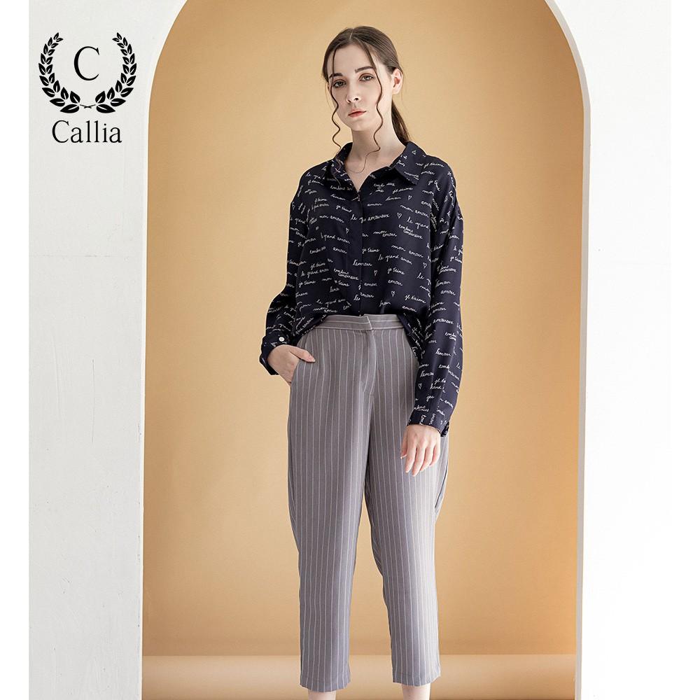 Quần baggy nữ Callia Sin pant Stripe ống suông (Xám)