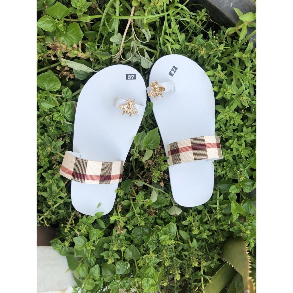 sandal đồng nai dép sỏ ngón nữ đế trắng quai ca rô sọc size từ 34 nữ đến 42 nữ