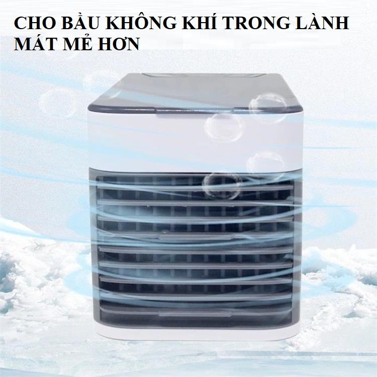 Quạt Điều Hoà Hơi Nước Để Bàn Văn Phòng Mini, Làm Mát Cực Nhanh, Lọc Và Giữ Ẩm Không Khí, Dây Sạc USB Có Bảo Hành