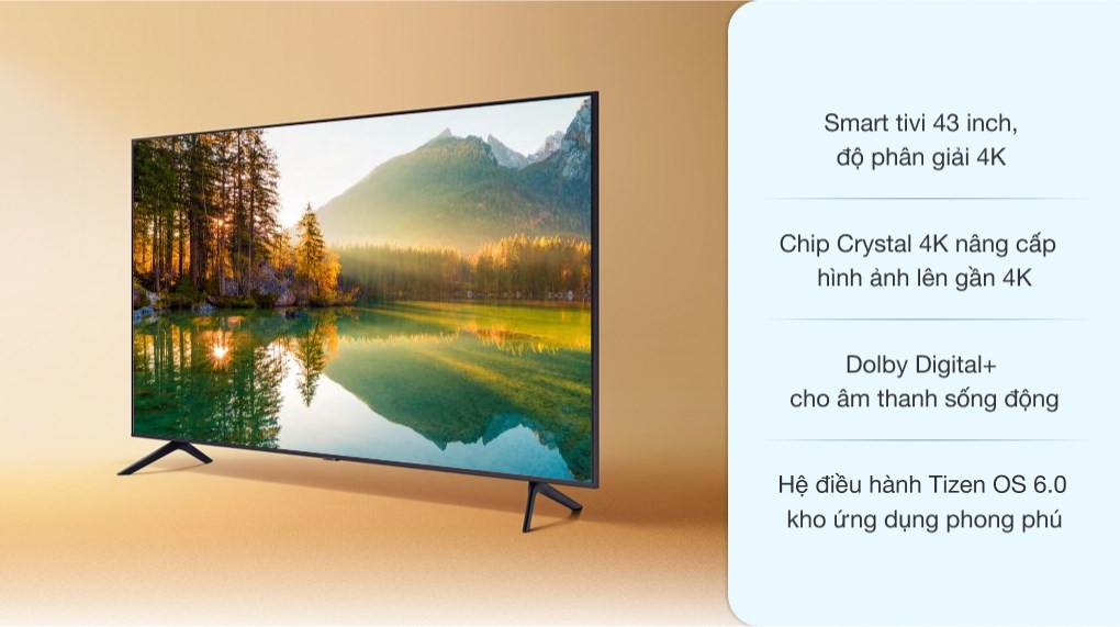 Smart TV samsung 4K 43inch 43AU7700 - Hàng Chính Hãng