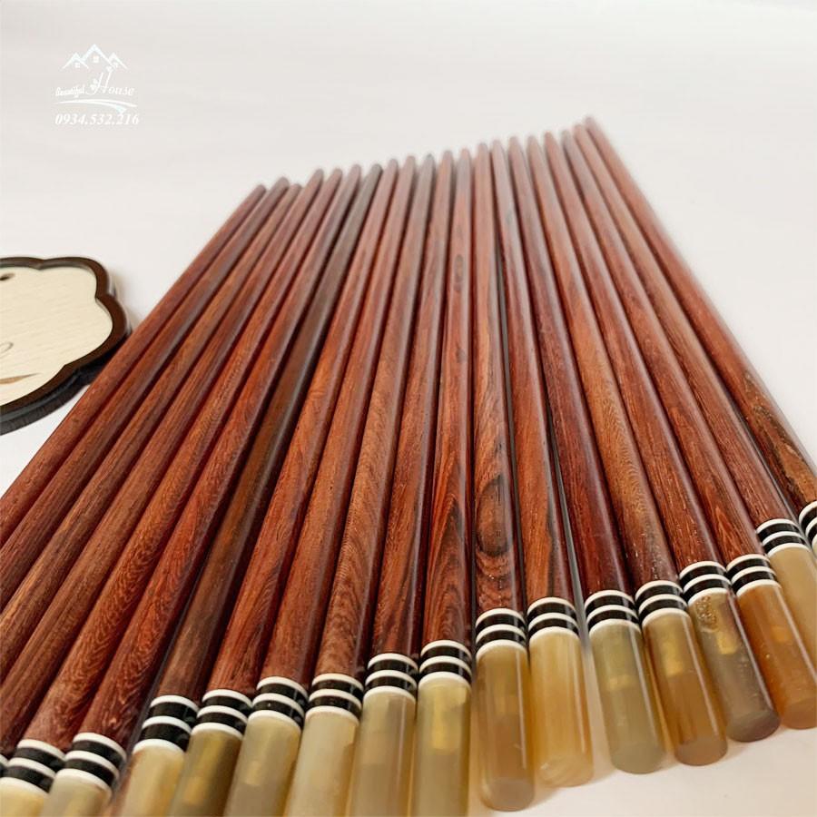 Đũa Gỗ Trắc Bọc Sừng, Vân Đẹp, Chống Mốc - Đũa Gỗ Ăn Cơm Gỗ Trắc Tự Nhiên Không Chất Bảo Quản