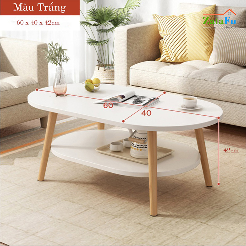 Bàn Trà Sofa Phòng Khách 2 Tầng Chân Gỗ Hiện Đại BSF-07