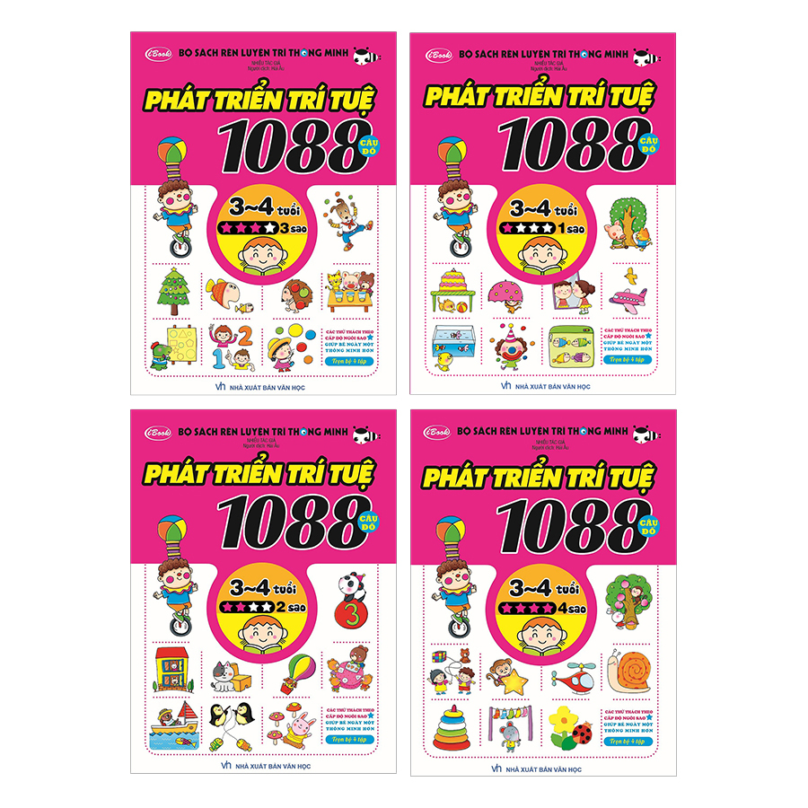 Combo 4 Quyển 1088 Câu Đố Phát Triển Trí Tuệ 3-4 Tuổi