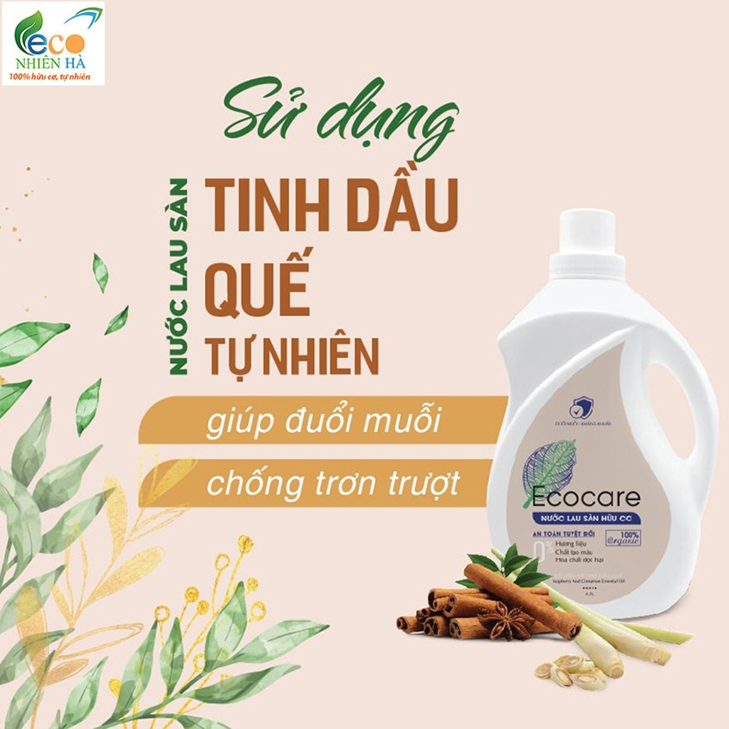 Nước lau sàn ECOCARE 2L tinh dầu thiên nhiên, nước lau nhà đuổi muỗi, chống trượt cho bé