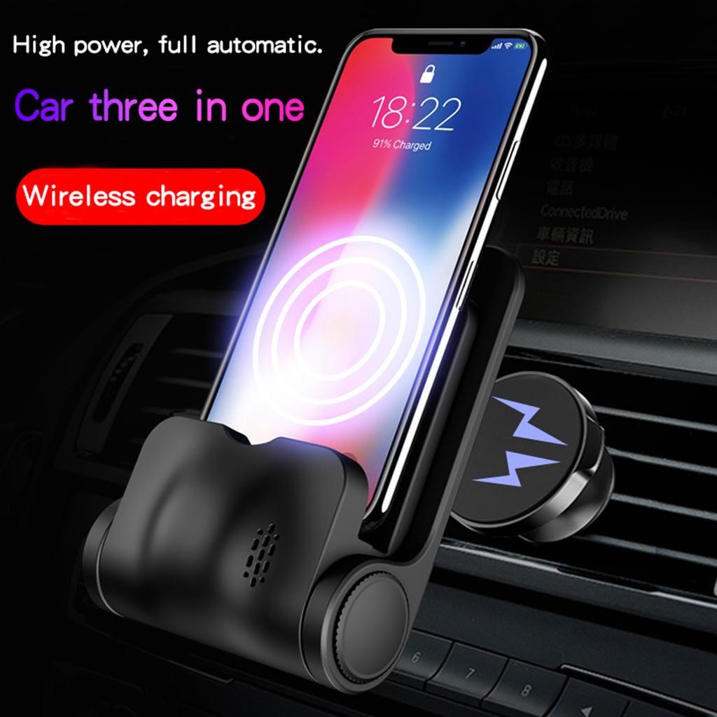 3 in 1 Qi Wireless Charger Fast Charging Pad Base for iPhone X black