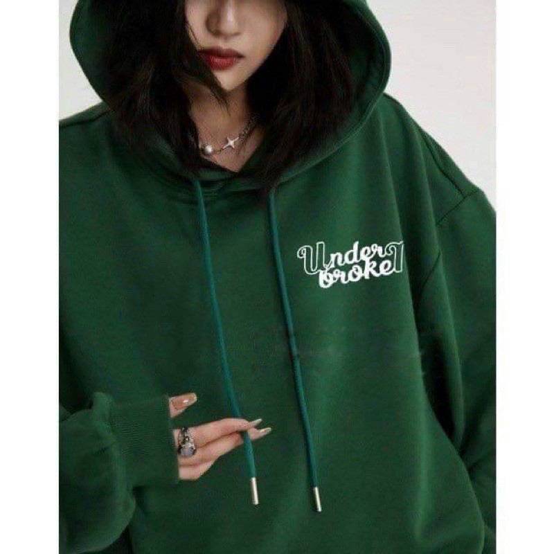 Áo Hoodie UnderBroken Form Unisex Nón 2 Lớp Trùm Đầu, Áo khoác Hoodie Underbroken, CRISPUS unisex form rộng dưới 75kg, áo khoác nam nữ nỉ cotton phong cách Ulzzang