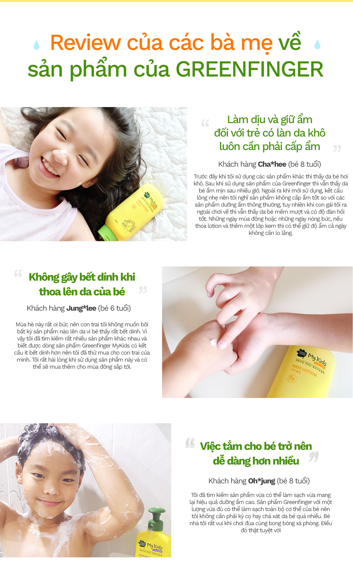 Combo 1 Dầu Gội Và 1 Sữa Tắm Cho Trẻ em (3-10 tuổi) GREENFINGER MY KIDS SHAMPOO 320ml + WASH 320ml