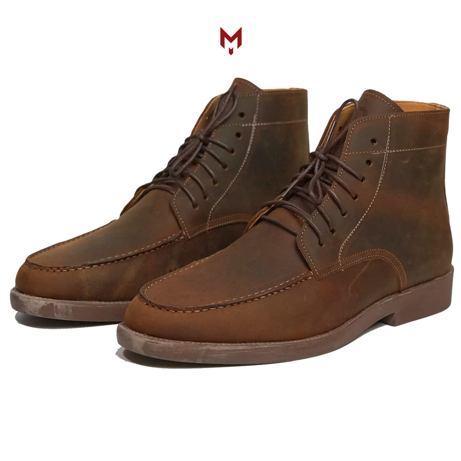 Giày cao cổ nam da bò sáp ngựa điên cao cấp bụi bặm Moctoe Boots Classic MAD Brown