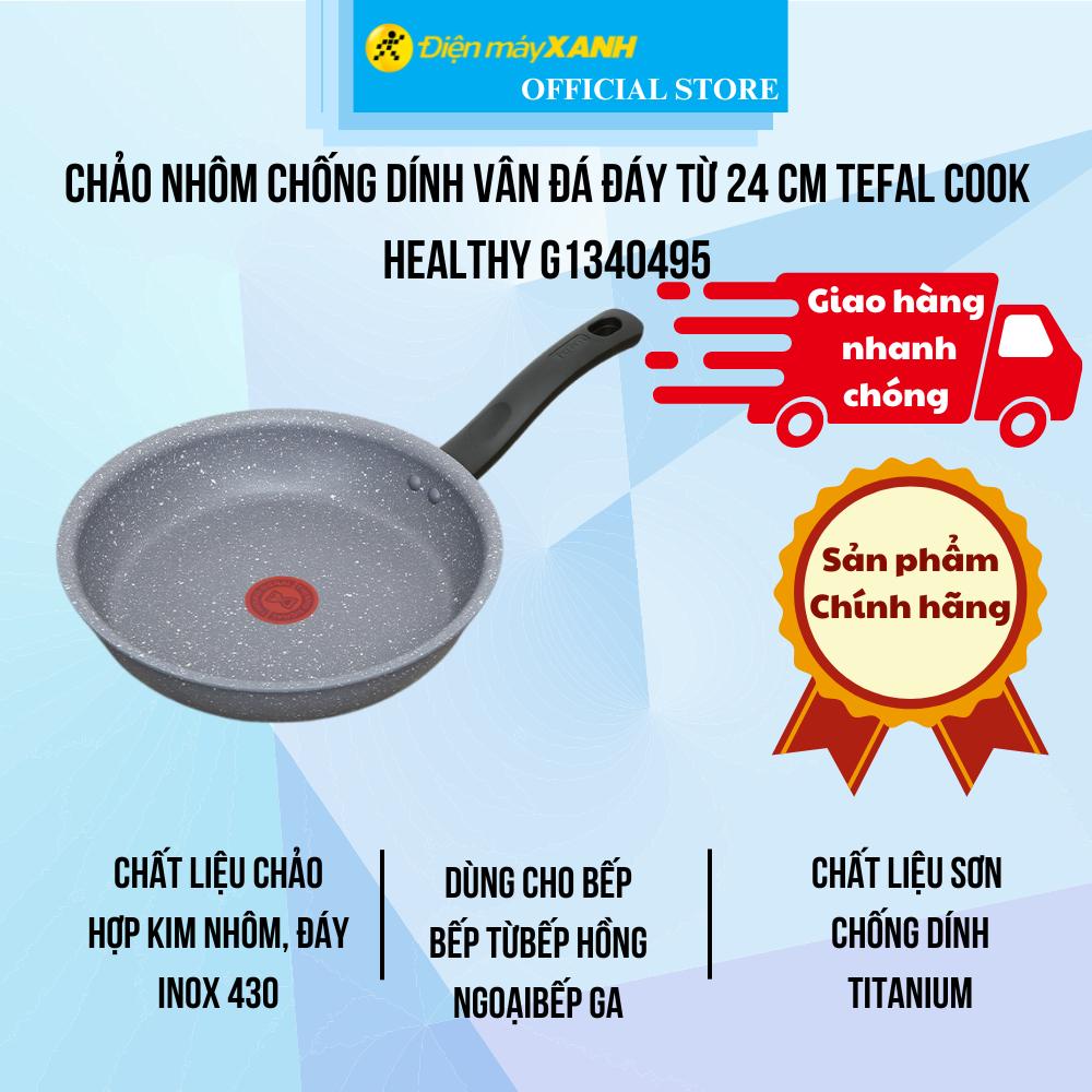 Chảo nhôm chống dính đáy từ 24 cm Tefal Cook Healthy G1340495 - Hàng Chính Hãng