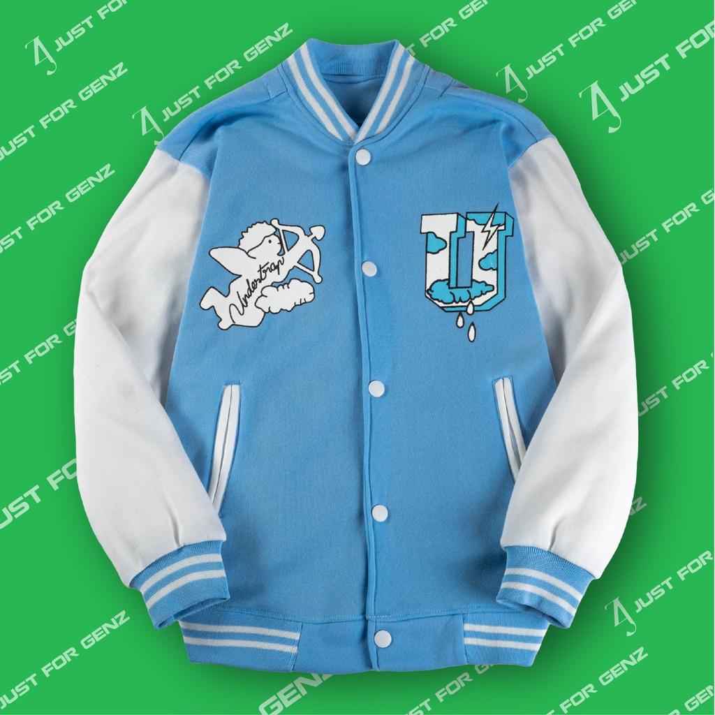 Áo khoác Bomber Varsity Jacket UNDERTRAP, áo bomber nam nữ unisex JFgenz chất nỉ bông Angel