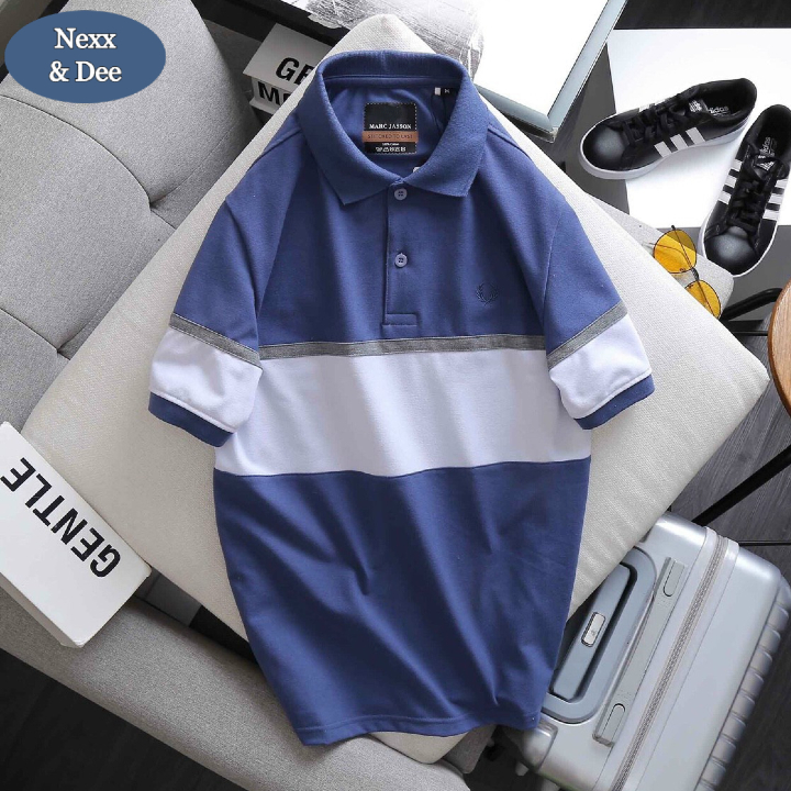 Áo thun polo nam sọc ngang cá sấu có cổ bẻ Nexx & Dee trung niên vải cao cấp ND06