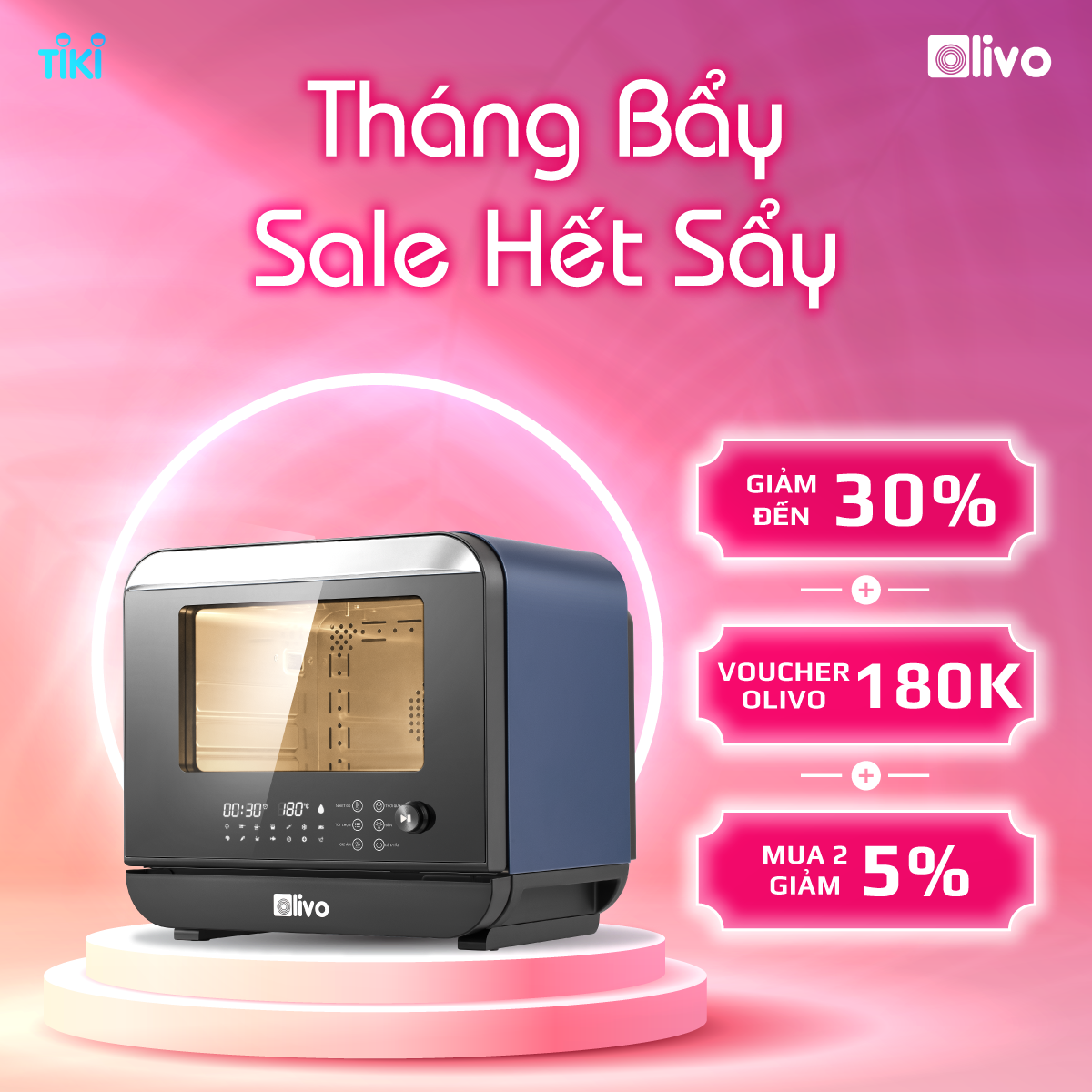 Nồi Chiên Hơi Nước OLIVO SF18 - 50 Chức Năng - Dung Tích 18L - Công Suất 2450W - Hàng Chính Hãng