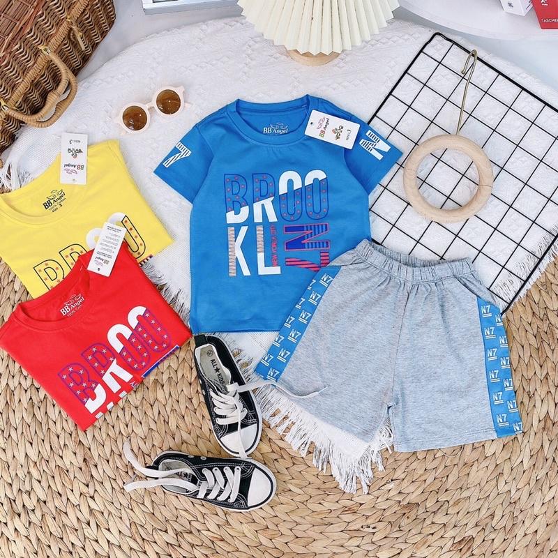 Bộ cotton cộc tay mùa hè bé trai hình N7 các màu từ 10-22kg