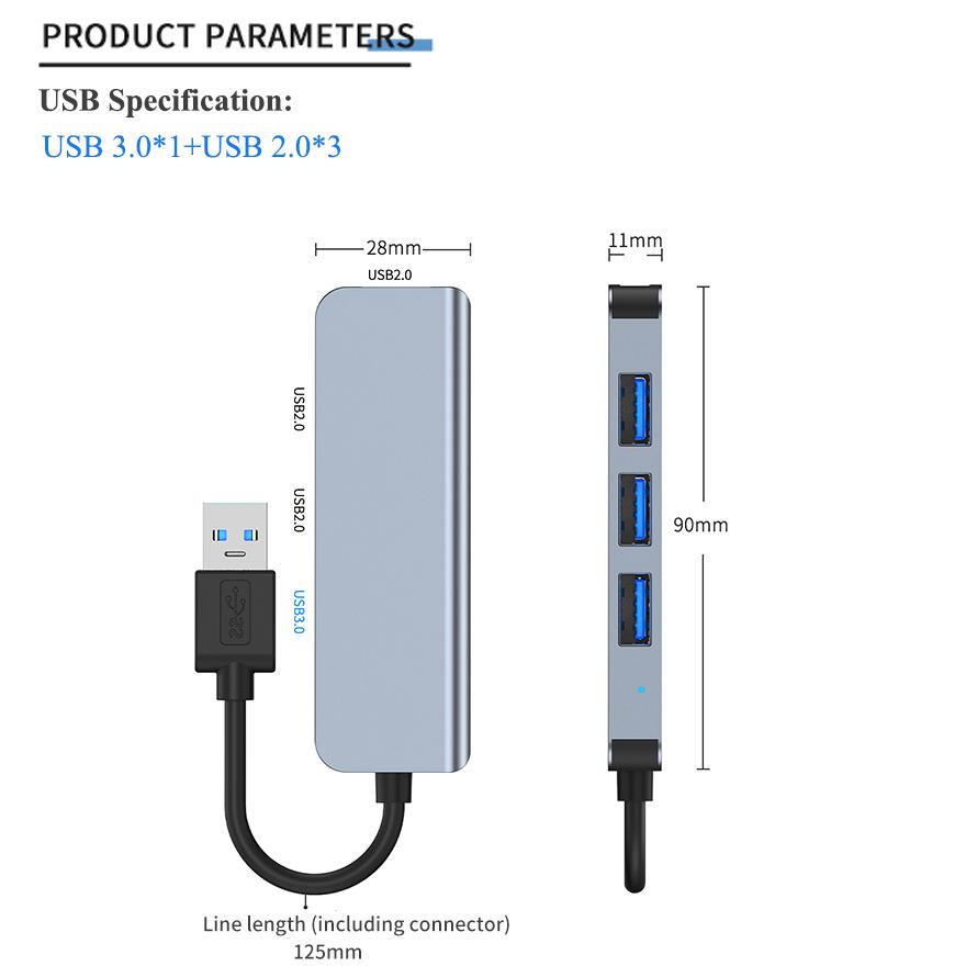 4 Trong 1 HUB USB Loại C Sang USB 3.0 2.0 HUB Adapter Đa Bộ Chia USB Mở Rộng Cho Matebook huawei Xiaomi Laptop Phụ Kiện
