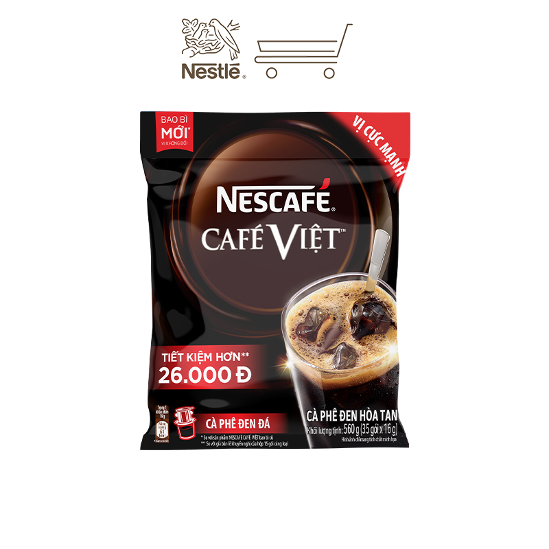 [Quà tặng tháng 11 - Mua 1 Tặng 1 Túi vải] Combo 3 bịch cà phê đen hòa tan NESCAFÉ CAFÉ VIỆT (Túi 35 gói x 16g)