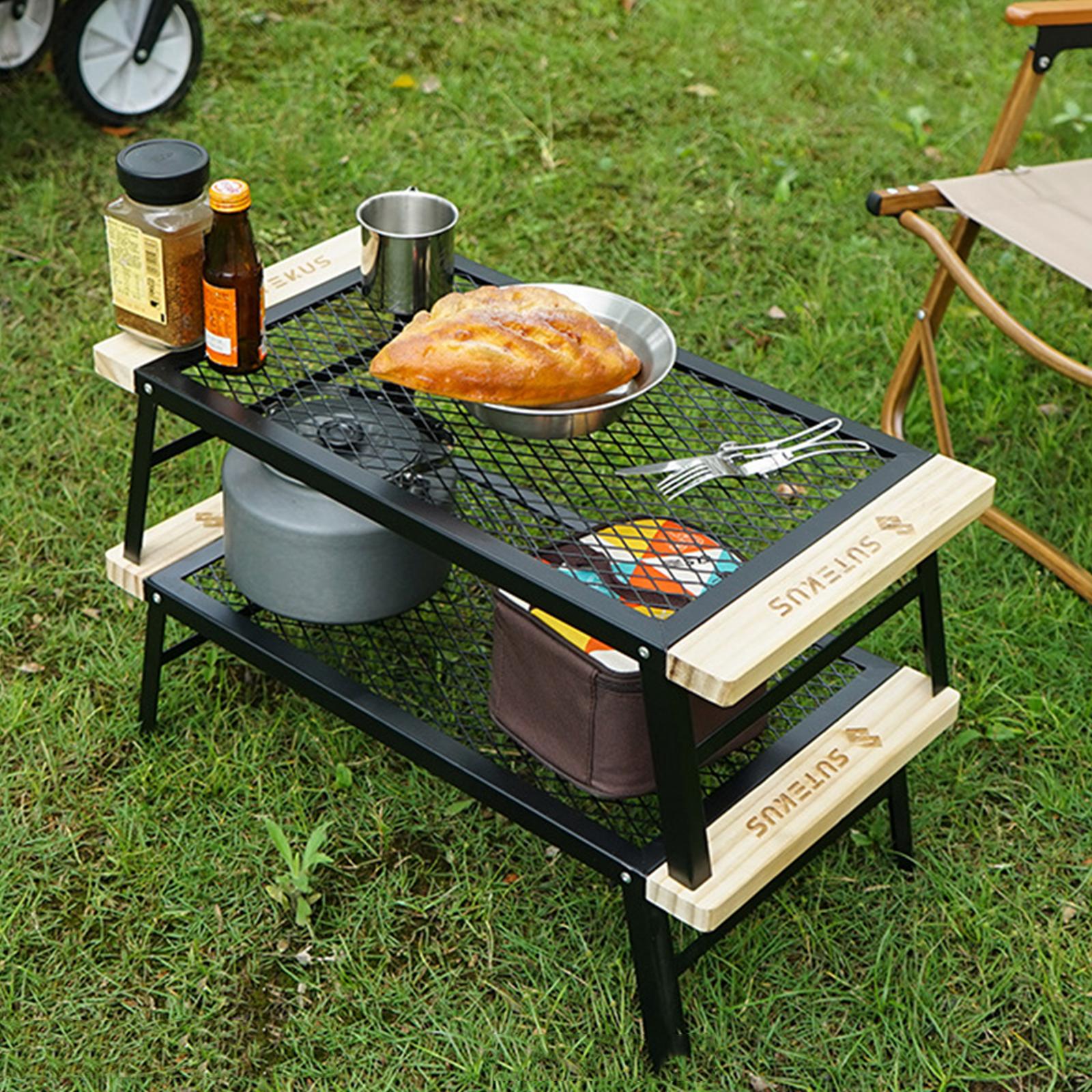 Iron Outdoor Indoor Folding Net Table Lightweight Camping BBQ Backyard