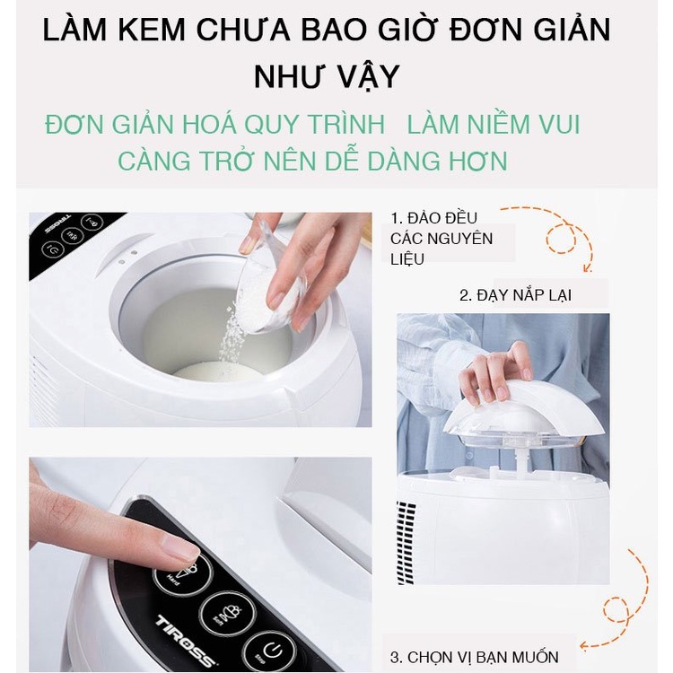 Máy Làm Kem Hoàn Toàn Tự Động Tiross TS9091 (trắng) - Hàng Chính Hãng