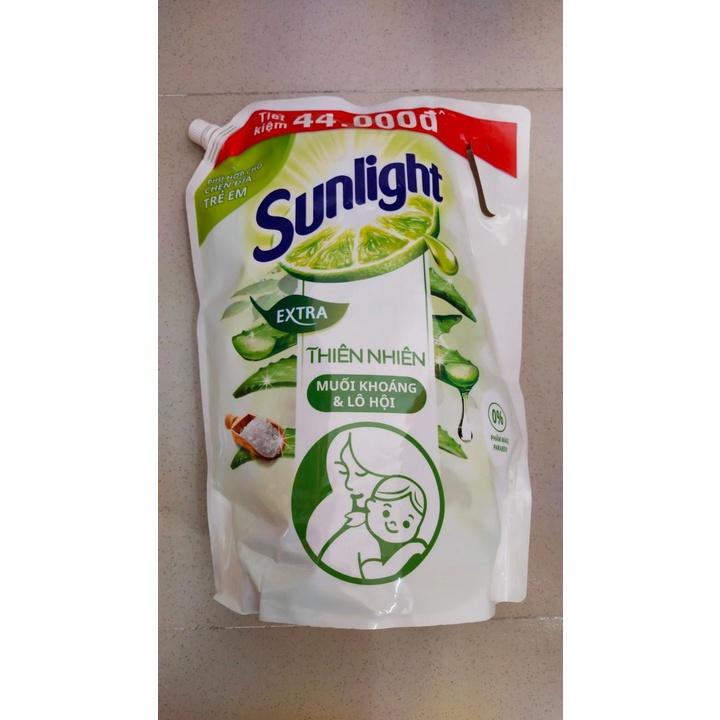 Combo 2 Túi Khổng Lồ Nước rửa chén Sunlight Thiên Nhiên Muối Khoáng và Lô Hội Túi 3.4 Kg x2