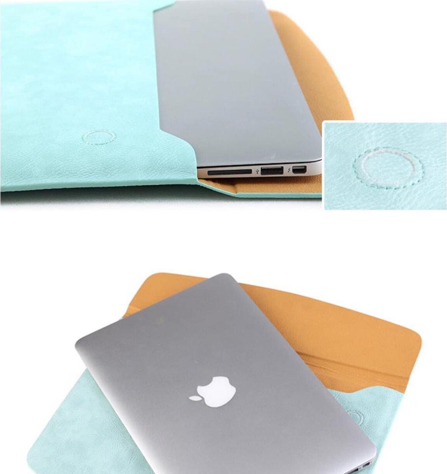 BAO DA, TÚI DA, CẶP DA CHỐNG SỐC CHO MACBOOK, LAPTOP, SURFACE - MÀU XANH MINT