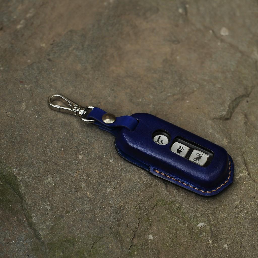 Bao da chìa khoá xe SH Mode màu xanh navy, đồ da handmade da bò thật, miễn phí khắc tên - DT29873