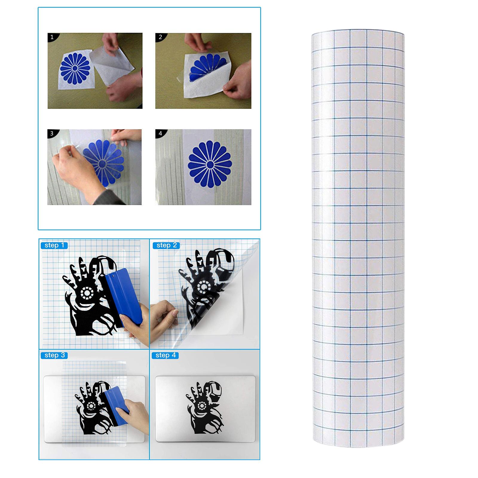 Vinyl Transfer Tape Roll (12” x 3.28 Feet) - Clear Vinyl Transfer Paper for Silhouette, Cameo, Crafts (w/ Blue Alignment Grid)