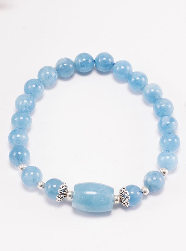 Vòng tay phong thủy đá Aquamarine phối lu thống mệnh Thủy, Mộc - Ngọc Quý Gemstones