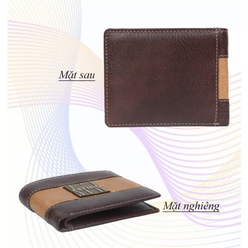 Ví nam da thật, Ví ngang phối màu WS108 - 100% da bò thật,