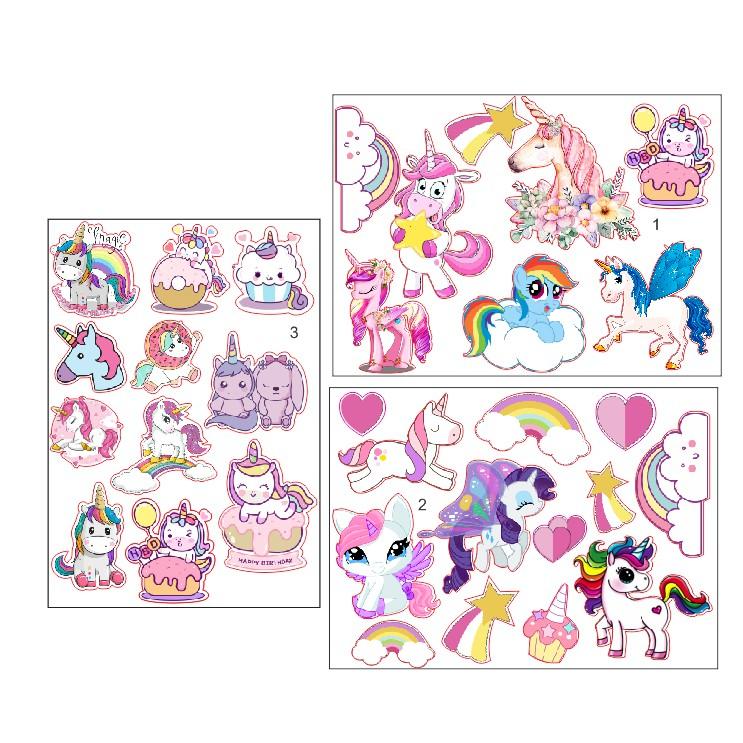 Sticker decal dán trang trí bộ sưu tập unicorn ngộ nghĩnh, đồ chơi cho bạn nhỏ, decan unicorn a5