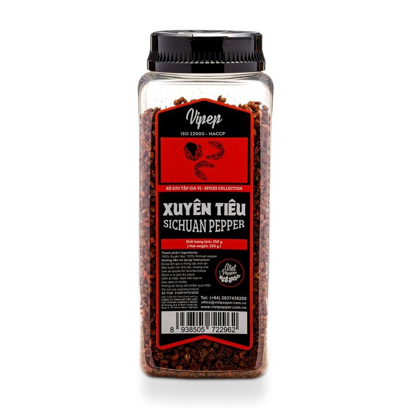 Xuyên tiêu - Hoa tiêu tứ xuyên Vipep 250g cay thơm nồng - gia vị nêm nếm, nấu lẩu đậm đà, hạt tiêu đỏ tốt cho sức khoẻ