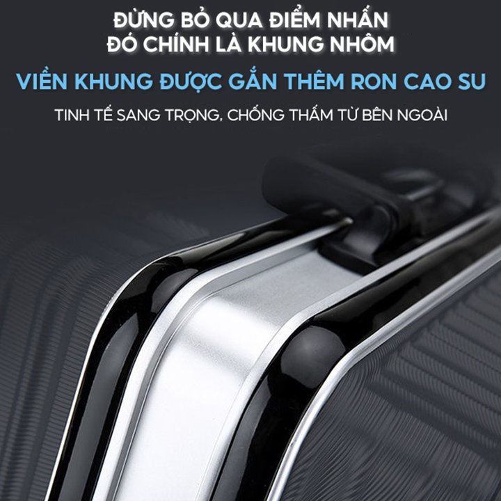 Vali Du Lịch Khung Nhôm Vỏ Nhựa PC ABS Đàn Hồi Cao Cấp Chống Bể Vỡ Chống Rạch Khóa 3 Lớp Bảo Hành Đổi Mới