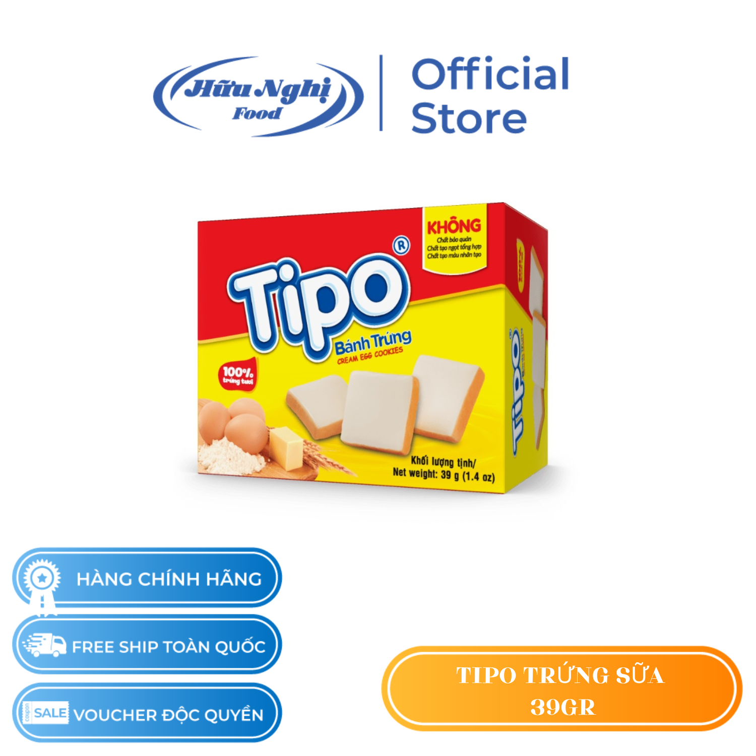 COMBO BÁNH TRỨNG TIPO KEM SỮA 39G