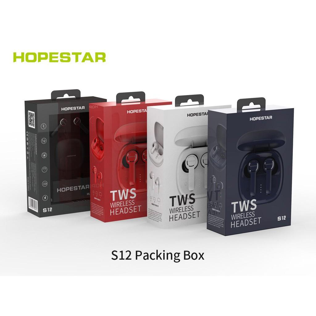 Tai nghe Bluetooth TWS Headset Hopestar S12 V5.0 kết nối từng tai riêng lẻ, âm thanh cực hay, pin dùng đến 4H (HÀNG CHÍNH HÃNG)