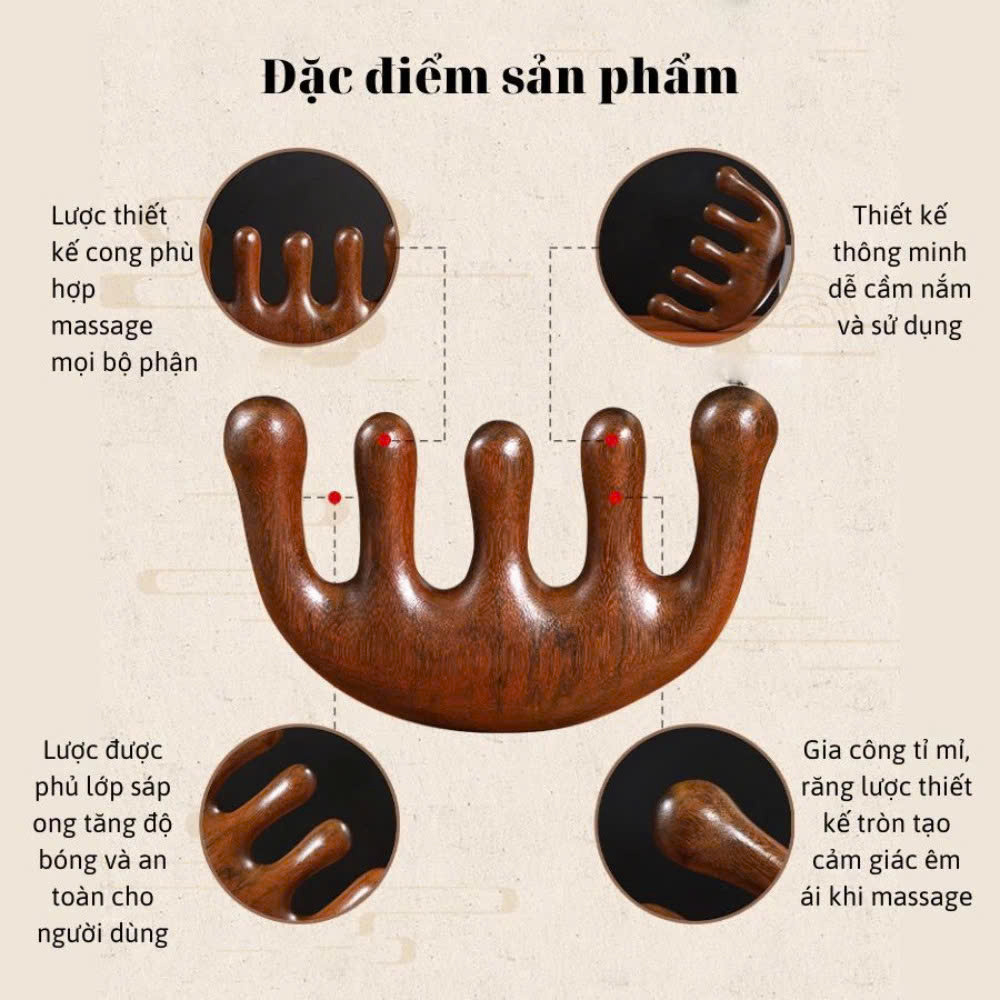 Lược Gỗ Thơm Mát Xa Da Đầu Răng Thưa Thư Giãn Giải Tỏa Áp Lực Độc Đáo Hàng Chính Hãng LƯỢC BĂNG ĐÔ