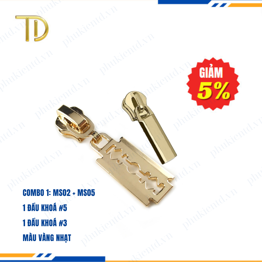 Đầu khóa kéo túi xách, đầu khóa kéo thay thế, đầu khóa kéo balo răng 5 mạ điện độ bền 5-8 năm