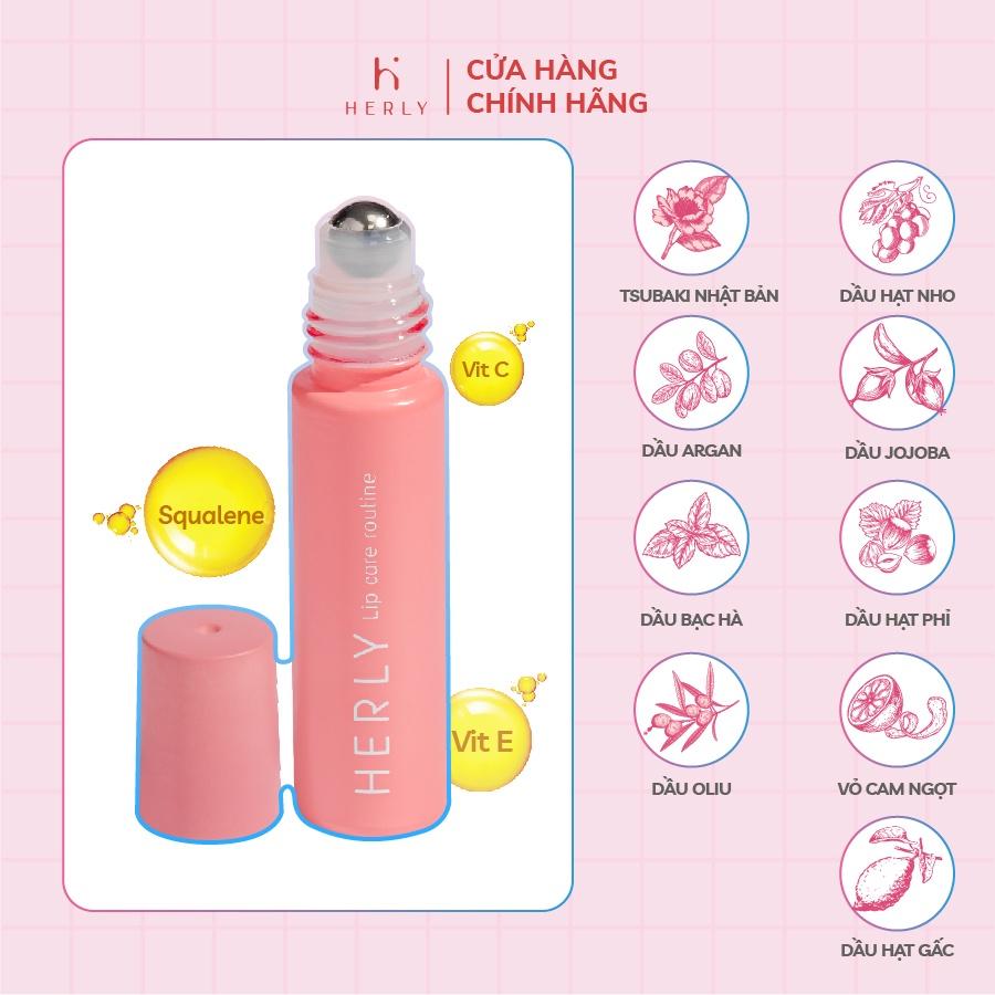 Thanh lăn làm hồng môi HERLY Lip Oil từ dầu dưỡng tự nhiên tái tạo sắc tố 10ml