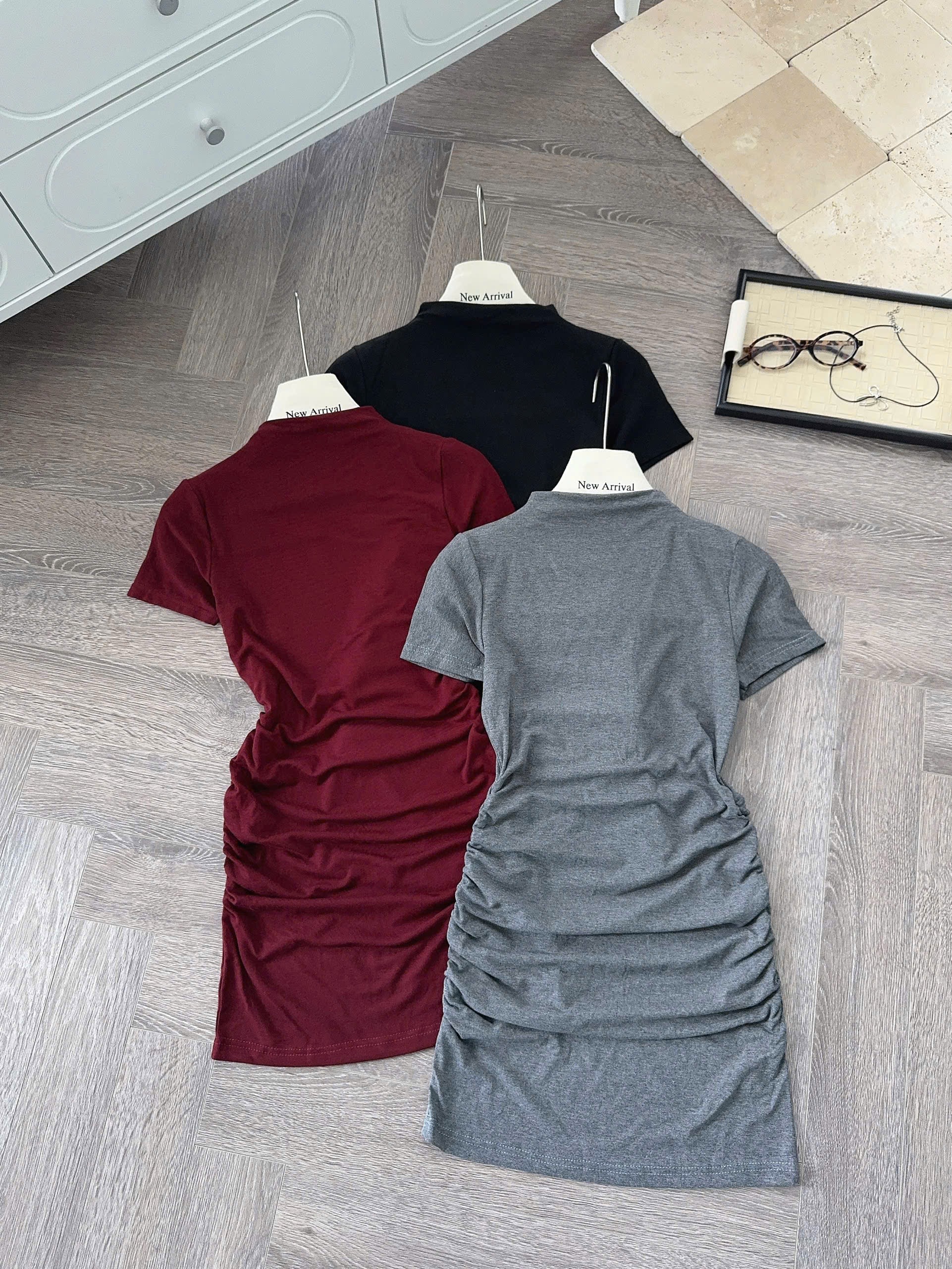 Váy thun ôm body nhún eo đơn giản tôn dáng