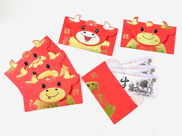 SET 6 BAO LÌ XÌ CON TRÂU 3D CUTE NHŨ VÀNG 2021 (MẪU 1) - SP000672