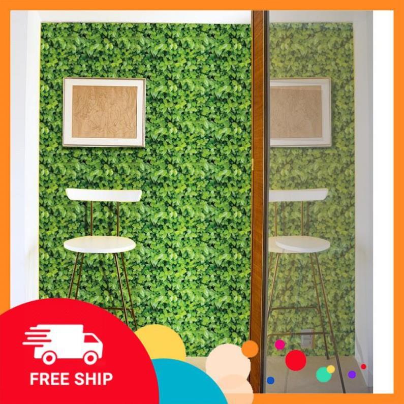 ️️ XẢ 10m Giấy dán tường Cỏ xanh lá xanh có sẵn keo khổ rộng 45cm
