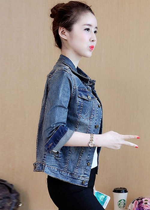 Áo Khoác Jean Nữ Duyên Dáng Thêu Ong