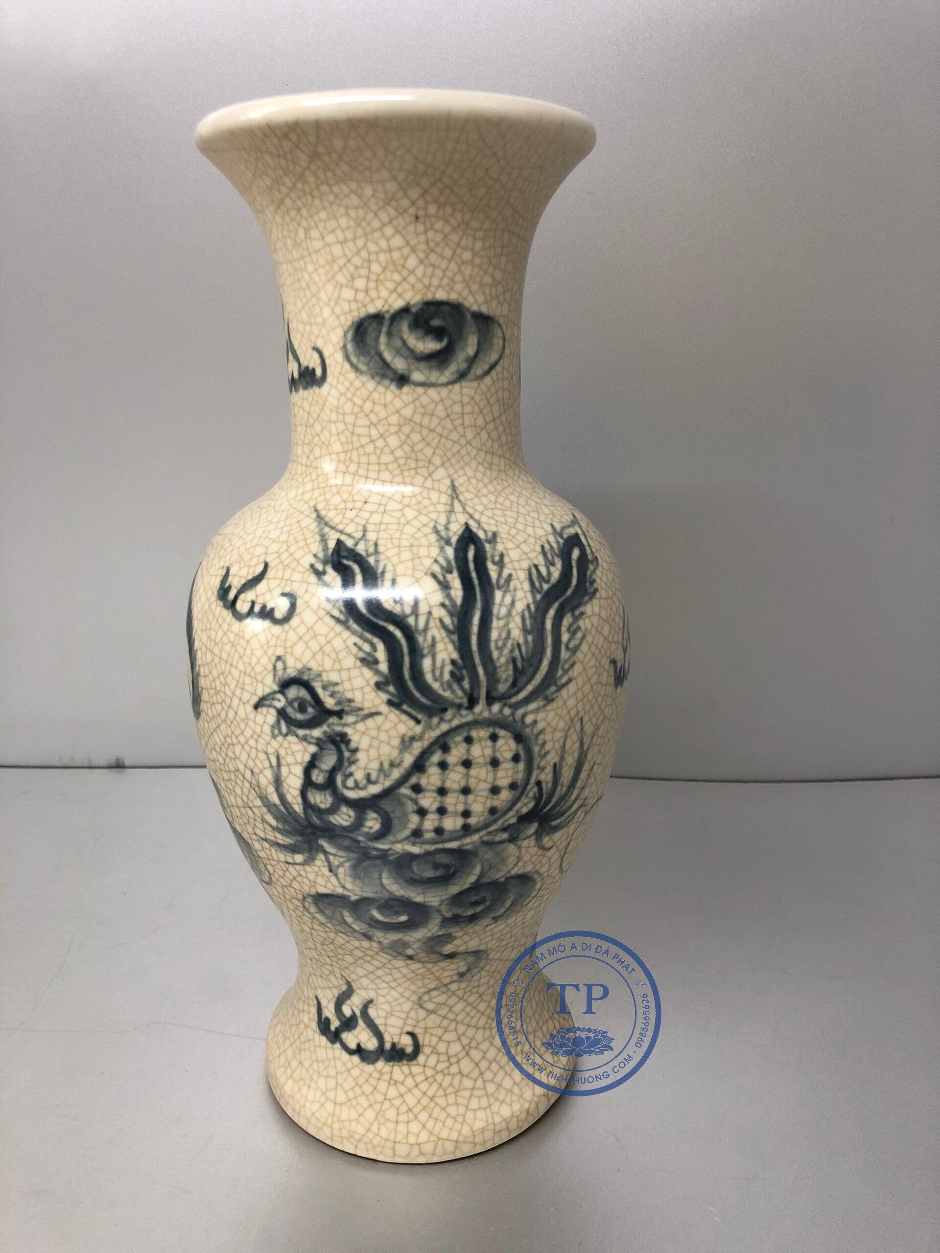 Lọ hoa men rạn vẽ tinh xảo KH12147
