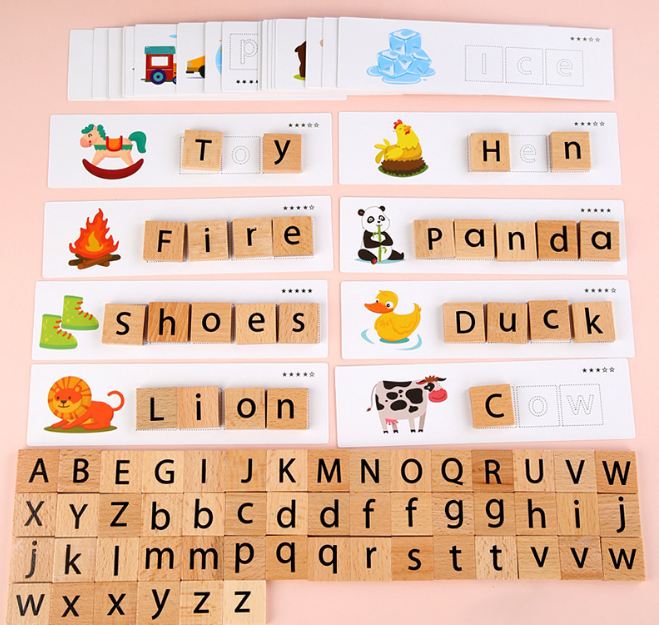 Đồ chơi gỗ - Bộ Ghép từ Matching Letter theo thẻ - GIÚP BÉ HỌC TỪ, ĐÁNH VẦN