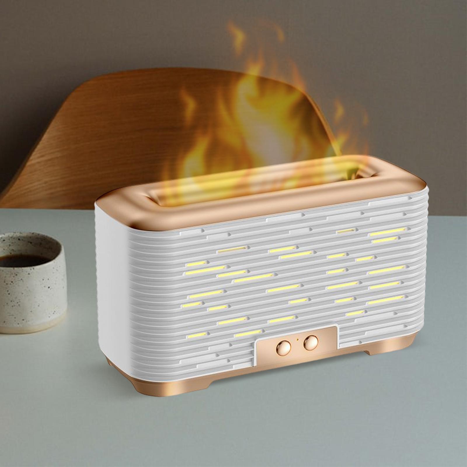 Flame Air Humidifier Diffuser Quiet 350ml Night Light USB for Home Bedroom Gold