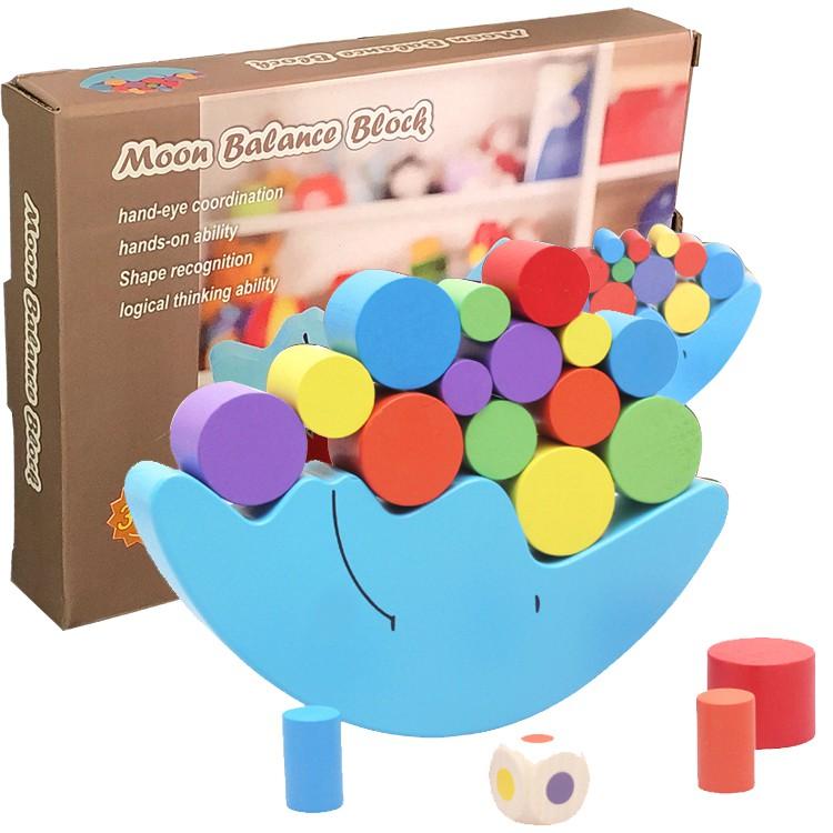 Đồ Chơi Thông Minh Giáo Dục Sớm Montessori Xếp Tháp Cân Bằng Mặt Trăng