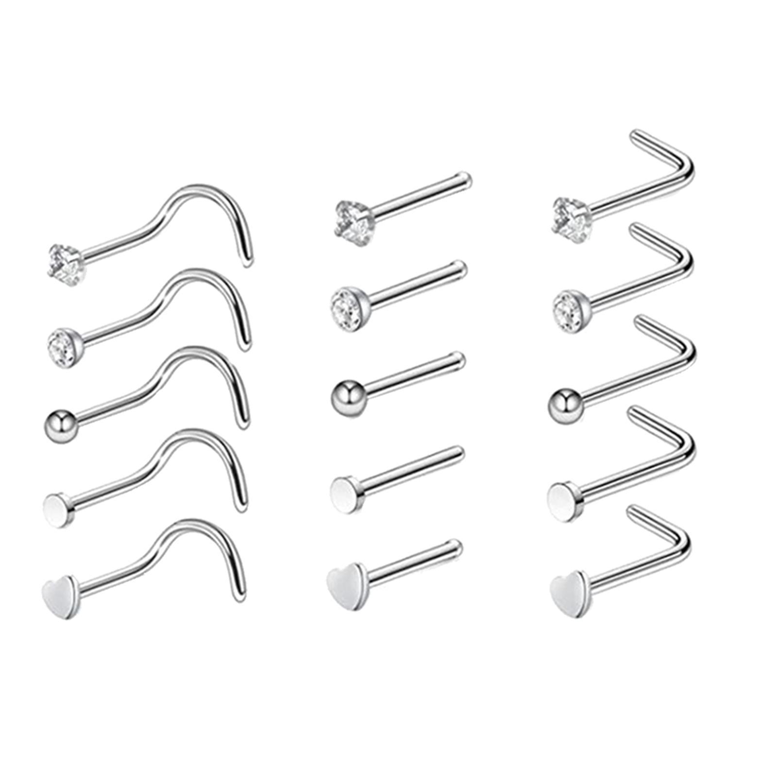 24Pcs Nose Rings Nose Stud for Women Men Nose Studs Punk Style