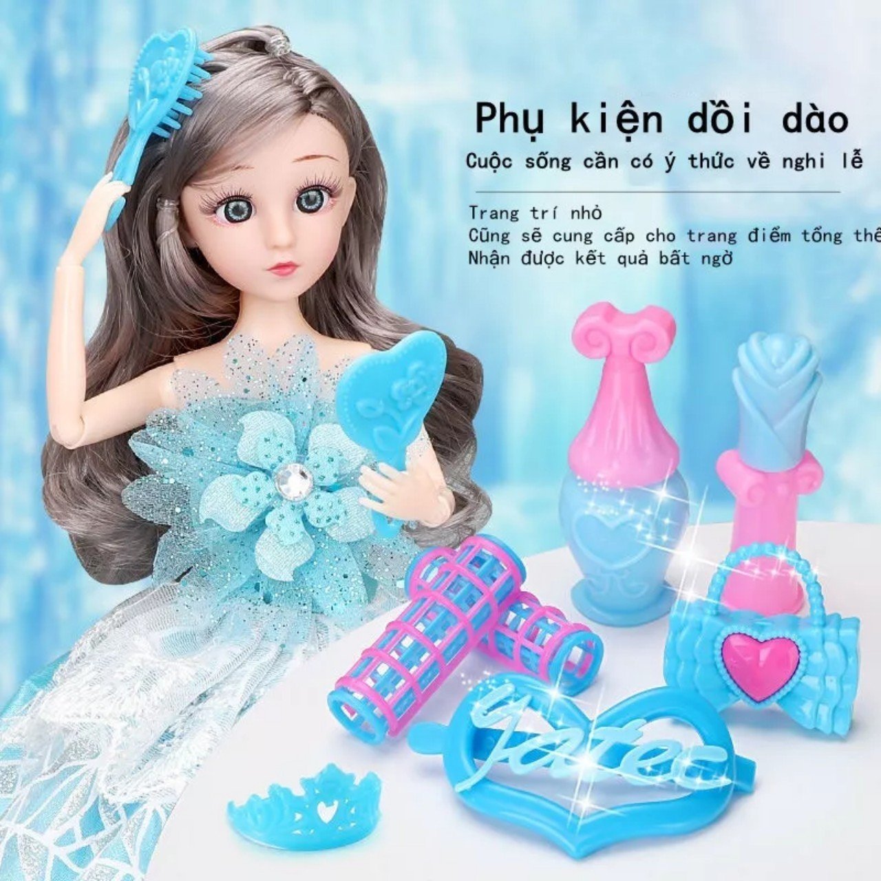 Đồ chơi búp bê Elsa, Set búp bê chi em cỡ lớn, Búp Bê Barbie Công Chúa Elsa Kèm Nhiều Phụ Kiện - Hộp Quà Tặng Bé Gái