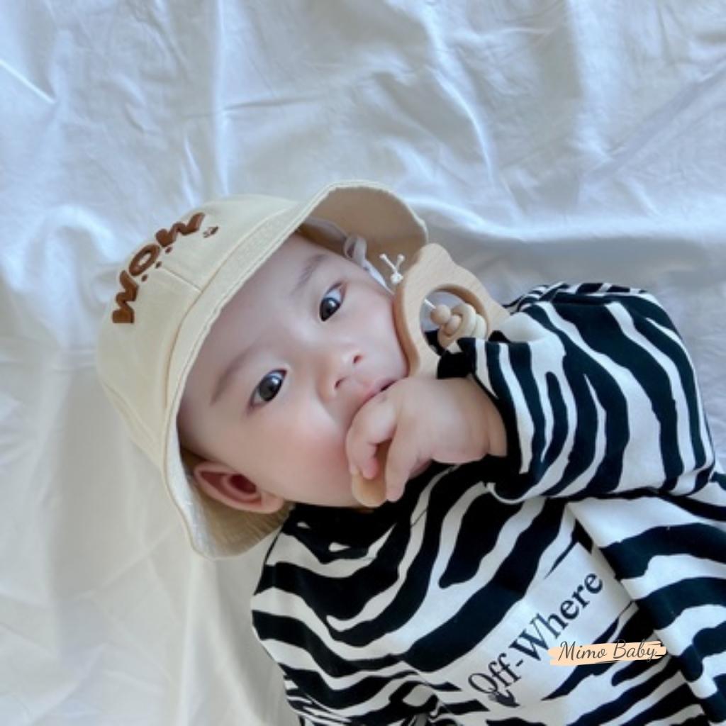 Mũ tai bèo họa tiết chữ WOW dễ thương cho bé MH134 Mimo Baby