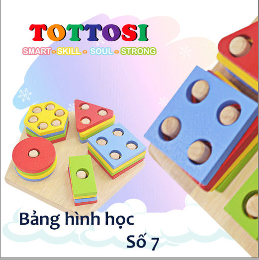 Đồ chơi Lắp ráp hình học 7 thuộc Montessori bằng gỗ cho bé của Tottosi