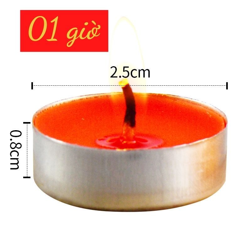 Nến bơ Tealight (hộp 100 viên), không khói không mùi an toan cho sức khỏe khi đốt, thành phần chính từ bơ thực vật.