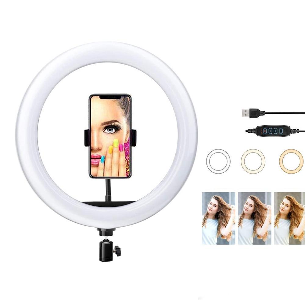 Đèn LED hình vòng tròn 26cm / 10 inch có thể điều chỉnh độ sáng 2700K-6500K điều khiển từ xa Bluetooth